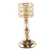 크리스탈 캔들 홀더 촛대 장식 테이블 센터 피스 집들이 벽난로를위한 장식 tealight 크리스마스 웨딩 봉헌 양초, 골드 10x28cm