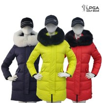 LPGA 골프웨어 여성 보온 폭스 퍼 구스다운 하프 패딩 점퍼 DW712P