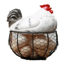 세라믹 계란 홀더 치킨 와이어 바구니 과일 컬렉션 암탉 ORAMENTS 장식 주방 스토리지 19CMX22CM, 그대로_c