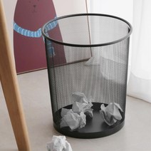 미용실 철망 뚜껑없는 검정색 감성 쓰레기통 화장실, 철제휴지통(대)