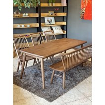 포세린 세라믹 원목 식탁 6인 세트 - 포천가구단지 베루체가구, 그레이, 6인 식탁 세트 (의자3+벤치3인)