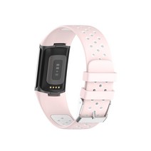 Fitbit Charge 5 스트랩 방수 2 색 고무 강철 버클 손목 밴드 핏비트 시계줄, #7, For Fitbit Charge 5
