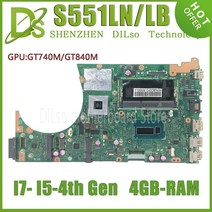 KEFU S551LN ASUS K551L R553L 노트북 마더 보드 I3 I5 I7 4th Gen 4GB-RAM GT840M/GT740M UMA 테스트, 03 I7-4th 4G UMA