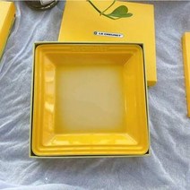 [르 쿠르제] 오리엔탈 정사각 접시 16cm 21cm 2개 세트 선물용, 노란색  16+21CM 2개 세트