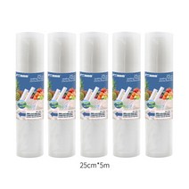 자동 식품 가정용 무선 산업용 업소용 진공포장기 Funho 28cm 500cm 진공 실러 가방 고품질 식품 실러 보관 가방 음식을 신선하게 유지, 25cmx5m 5롤