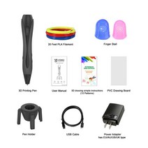 3D펜 드로잉 QCREATE 3D 프린팅 ABS PLA 재료 작동 LCD 화면 온도 및 속도 조절 가능, 회색