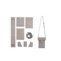남녀공용 천연 소 가죽 미니 핸드폰 소지품 가방 만들기 DIY 키트 커플템, 그레이(DIY)