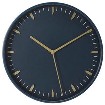 이케아 인테리어 거실 사무실 무소음 벽시계 포인트 원형, 블루26 cm