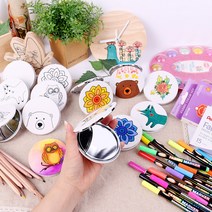 패브릭 손거울 만들기/ 민화 작은 거울 DIY 페브릭 공예 교육 아트 꾸미기 채색 미술 색칠 공부 놀이 민화 체험, 모란 손거울