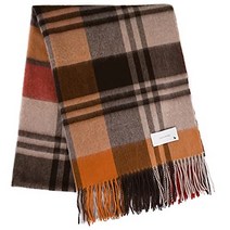 [마코카] 내몽골산 캐시미어 100% 스톨 LUXE 체크 오렌지 특대판 210 cm×70 cm 캐시미어 대형 레이디스 맨즈 유니섹스 체크 무늬 체크