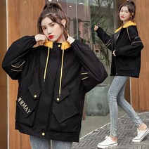 여성 봄 가을 빅사이즈 야상 아우터 루즈핏 오버핏 캐주얼 후드집업 바람막이