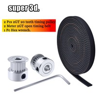 2Pcs 2GT 20 치아 타이밍 풀리 2m 6mm 벨트 Ender 3 PRO CR10 TEVO 타란툴라 프린터 전송 용 육각 렌치