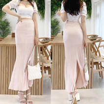 여신주름 훌트임 롱스커트 플리츠 트임 스판 타이트핏 코디룩 데이트 데일리 오피스 하객룩