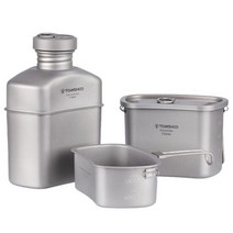 1100ml + 750ml + 400ml 티타늄 물병 아웃도어 캔틴 컵 세트 요리 캠핑 취사 도구 식기류 음주 주전자티타늄 컵, 01 3PCS Set