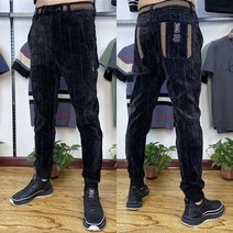 JINGHENG 가을 겨울 남성 슬림핏 벨벳 캐주얼 팬츠 코듀로이 스트라이프 속발 팬츠 벨벳 팬츠 ldpw63vv
