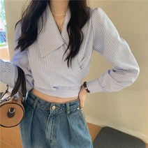 롱챔프 가을 크롭 스트라이프 셔츠 블라우스 44사이즈 키작녀쇼핑몰 르뚜앙