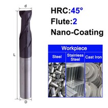 MZG HRC 45 55 65 2 에지 4 플루트 스퀘어 밀링 커터 티타늄 가공 CNC 경질 합금 카바이드 공구 텅스텐 스, 01 2F45C_17 8X8X75L