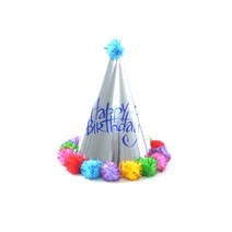 실버 솜방울 생일 고깔모자 무지개 꼬깔 생일파티 돌잔치, 단품