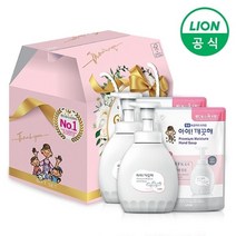 라이온 아이깨끗해 프리미엄 핸드워시 선물세트 450ml용기 2개+ 4500ml리필 2개, 1.힐링코튼 용기2개+리필2개