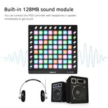 WORLDE MIDI 컨트롤러 선반 48/64 드럼 패드 USB 백라이트 슬라이더 전자 악기, 02 64 Audio source