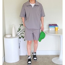 더유니크제이 남자 쿨에어 여름 바람막이 세트 하이넥 아노락 반팔 반바지 트레이닝세트 운동복세트 4컬러