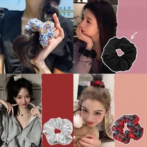 데일리 예쁜 곱창머리끈 곱창밴드 스크런치 헤어슈슈 벨벳 미니 실크 체크 꽃무늬 10컬러