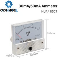QDHWOEL 30mA 전류계 HUA 85C1 DC CO2 레이저 조각 절단기용 아날로그 앰프 패널 미터, 02 50mA
