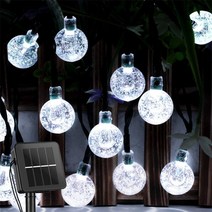 태양열 스트링 라이트 야외 60 Led 크리스탈 글로브 조명 8 모드 방수 전원 파티오 정원 파티 장식, 39.25cm White - 95M 50LEDS
