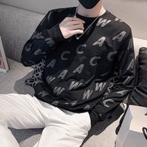 남자가을코트 캐쥬얼 건달카리스마 입체 이니셜 프린팅맨투맨 트렌드 긴소매 상의 봄 가을외투 3293289980