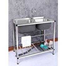 소형 간이 캠핑카 싱크대 반려동물 목욕 탕비실 간이, 두꺼운강철80x43비엔티안냉온수전