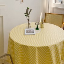 목화베리 방수식탁보 린넨 TPU라미네이트 캠핑식탁보 2인4인6인, 노랑체크120*160