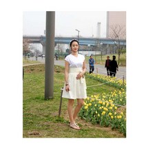 선데이한복 예쁜 면 투톤 백아이보리 중간치마 데일리 생활한복