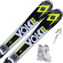 스키 폴클 (VOLKL) 4 점 세트 주니어 스키 RTM-JR 스톡 부츠 포함, 부츠19 + 스키 120cm/스톡 95cm