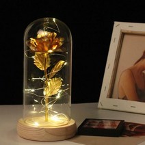 황금장미 카네이션 로즈 무드등 LED 유리돔 금장미 꽃, A 골드 로즈 무드등
