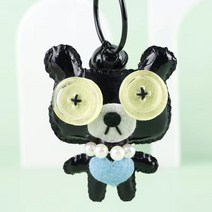 귀여운 강아지 흑곰 캐릭터 순수공 가죽재질 DIY 키홀더 열세고리 가방고리 패션 머리끈 리본 장식용 악세사리, 10개