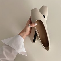 발편한 스퀘어 천연 양가죽 여성 플랫슈즈