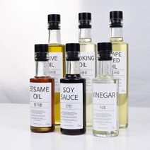 유리 밀폐 원형 오일 병 소스 통 흐름방지마개, 300ml, 사각라벨, 라벨제작/배송메세지에적어주세요