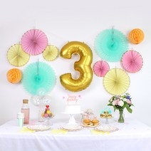 파스텔 페이퍼팬 월 데코 생일 가랜드 홈 파티 용품 소품 꾸미기 아이 생일상 두돌 세돌, 페이퍼휠(3매입)_옐로우
