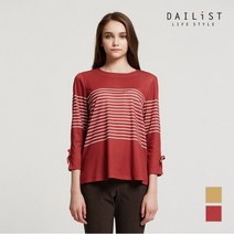 데일리스트 소매 리본 포인트 스트라이프 티셔츠 2MDBALTF7141