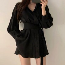 라라벨 여성 롱블라우스 블로우 끈 롱셔츠 블라우스 셔츠