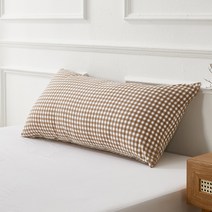 슬립 체크 등쿠션 헤드쿠션커버 100x50 (솜미포함), 브라운