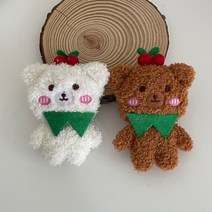 체리 곰돌이 전신 인형 귀여운 곰 테디베어 큰 빅사이즈 부드러운 뽀글이 그립톡, 화이트