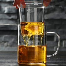 인블룸 4P세트 티망 내열유리 머그컵 뚜껑포함 (350ml 450ml 550ml), 350ml_4P, 4개