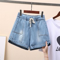 데님 여름 바지 오버사이즈 레이스 업 헐렁한 반바지 청바지 캐주얼 짧은 여성