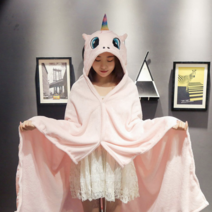 똑딱이담요 극세사 후드 망토 동물 캐릭터 캠핑 담요