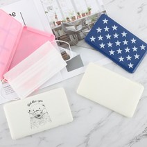 데코와바 마스크보관함 케이스 휴대용 파우치, 1개, 체크핑크