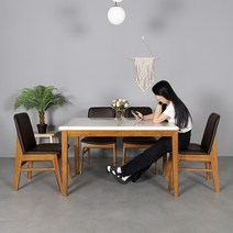 라로퍼니처 로망 1200 천연 대리석 4인용 식탁 세트 4인용 원목 테이블, 2.4인 의자형(테이블 의자4)