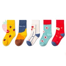 제이셀 A95 유아남여공용 유니콘 패턴 고퀄리티 중목 양말 5켤레 세트