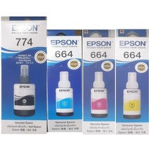 엡손 L1455 L605 L655 무한 정품잉크 T774+T664 4색 세트, 1개, BK774+C664+M664+Y664 [검정/컬러]