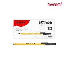 모나미 153 스틱 유성볼펜 1.0mm x 12p, 흑색, 5개